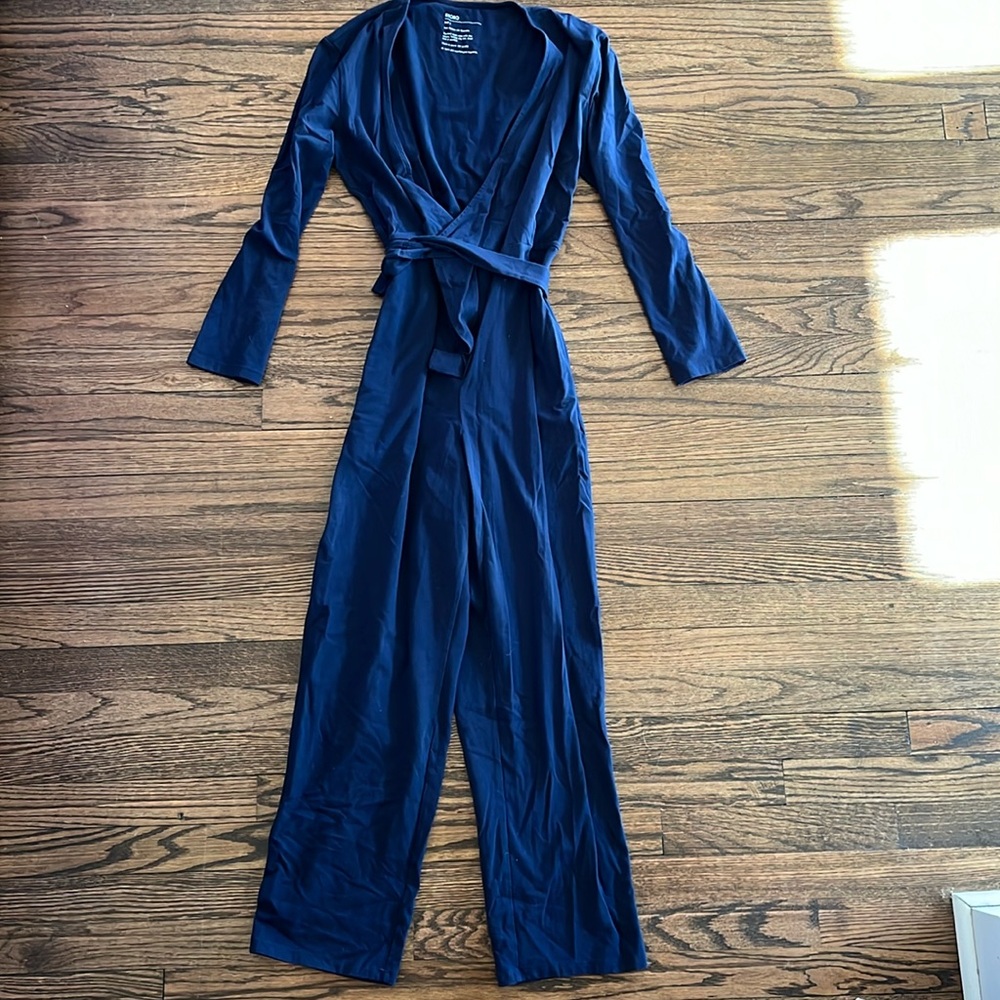 Storq Maternity Navy Blue Wrap Jumpsuit